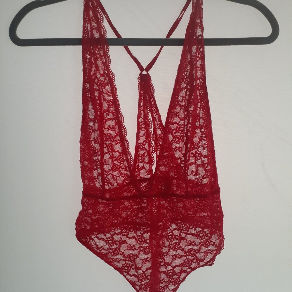 LIPSTICK RED VICTORIA SECRET FULL LACE LINGERIE PIECE